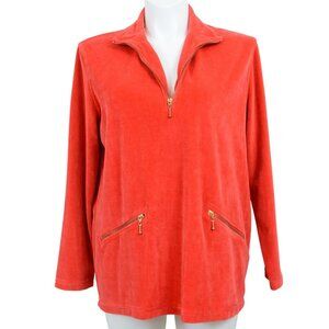 Vintage Charles Keath Red Cotton Blend Lightweight Long Sleeve Jacket Zipper XL